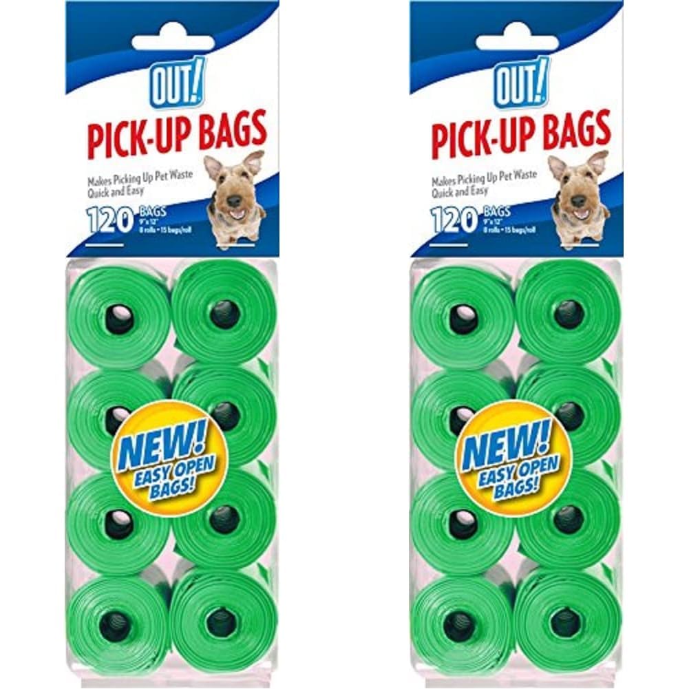 OUT! Dog Poo Bags, Strong, Leak Proof Dog Waste Bags 120 Green Bags (Pack of 2) — image 1