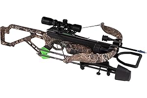 Excalibur Mag MAX Accurate High-Output CeaseFire Archery Hunting Crossbow - Scope, Scope Rings, 3 Quill Arrows with 100Gr Field Points, 4-Arrow Quiver Included