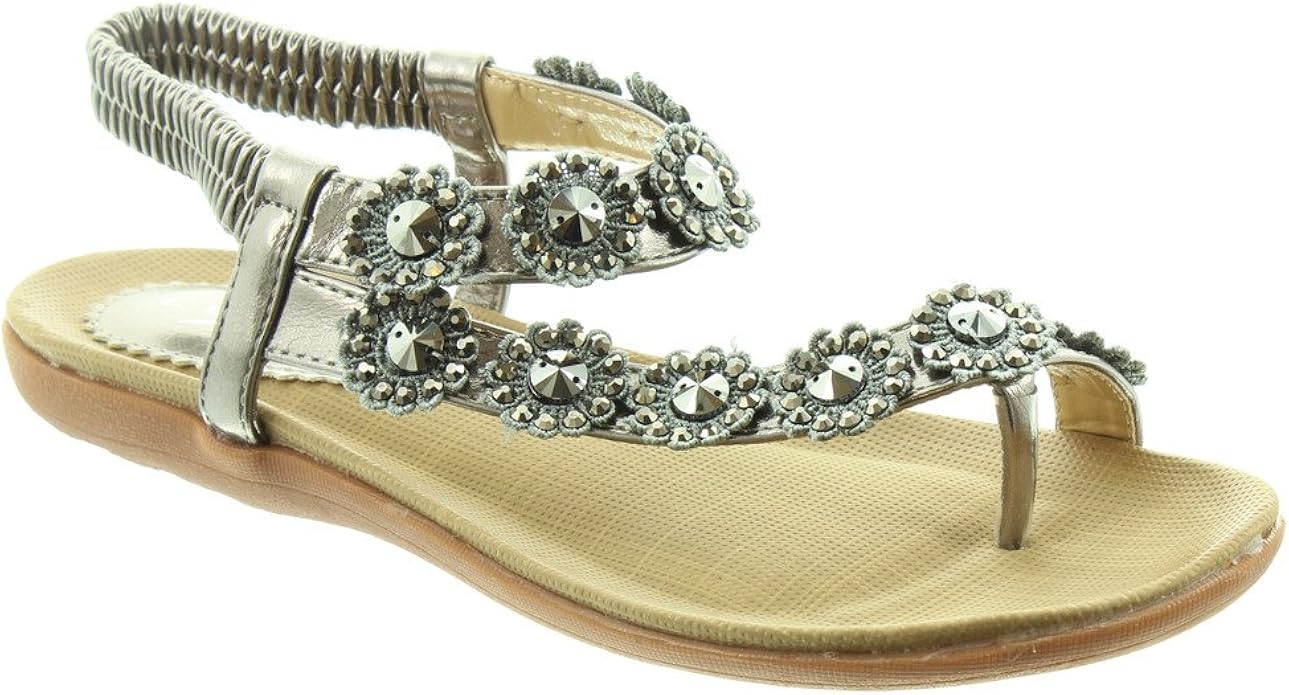 Lunar Ladies Charlotte JLH601 Flat Sandals in Pewter Amazon.co.uk