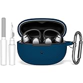 TUDIOW for SHOKZ OpenDots ONE Case, Soft Silicone Shockproof Protective Case Cover Compatible with SHOKZ OpenDots One's Earbuds Accessories with Cleaning Kit & Keychain (Dark Blue)