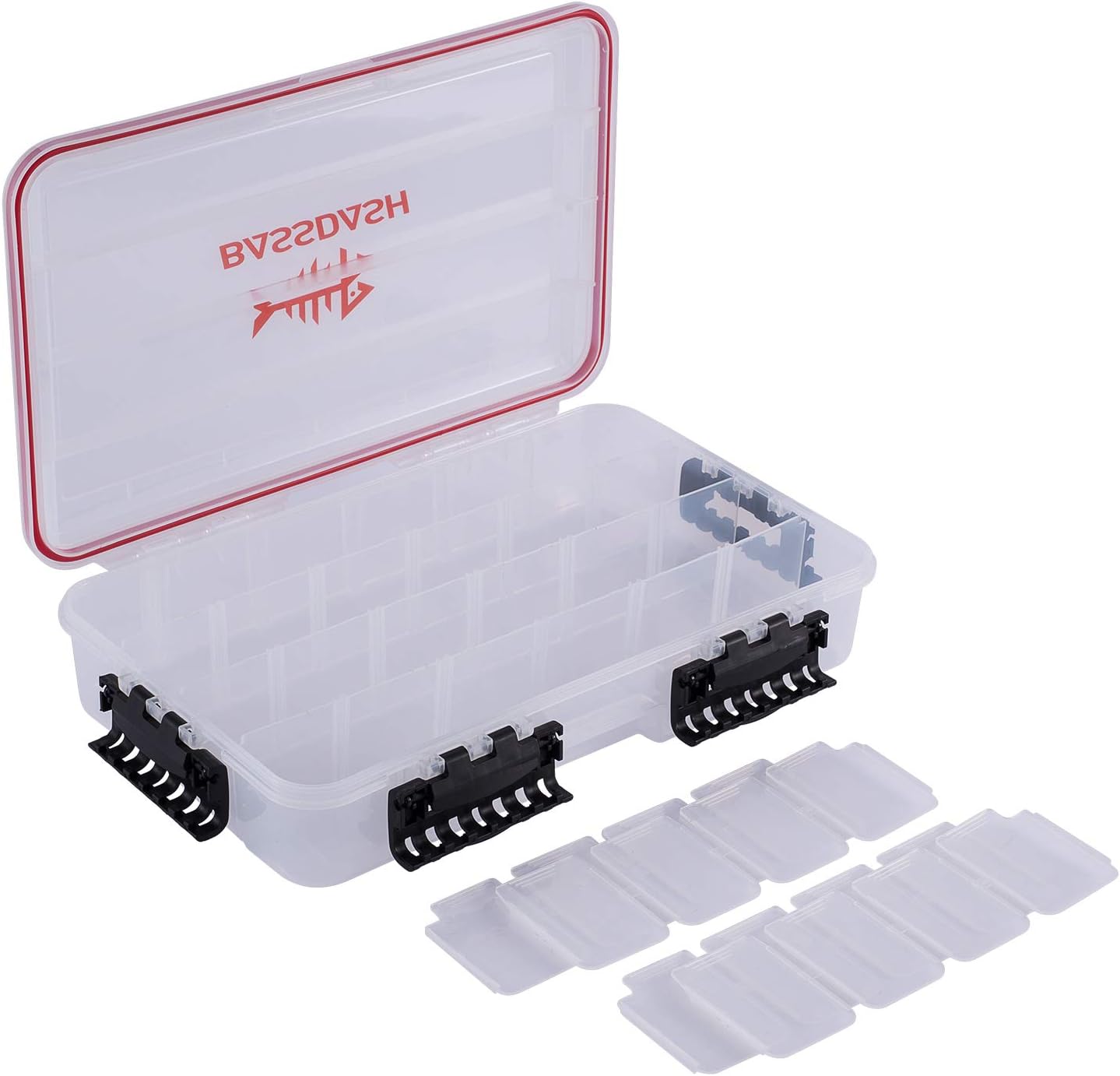 Bassdash 3600 3670 3700 Tackle Storage Waterproof Utility Tackle Boxes Fishing Lure Tray with Adjustable dividers: Sports & Outdoors