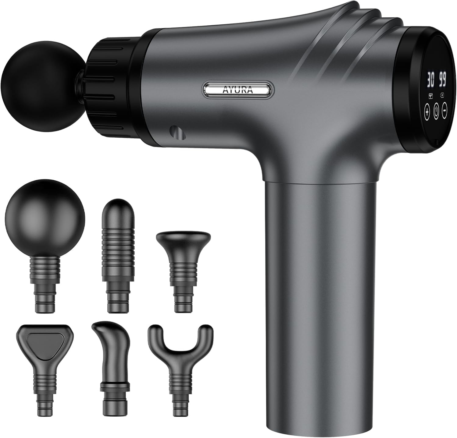 Photo 1 of **PARTS ONLY***AYURA Massage Gun Deep Tissue, Muscle Massager Gun for Pain Relief, Percussion Massage Gun with 30 Speeds & 6 Heads, Portable Handheld Back Massage Gun for Athlets Men Women (Grey)