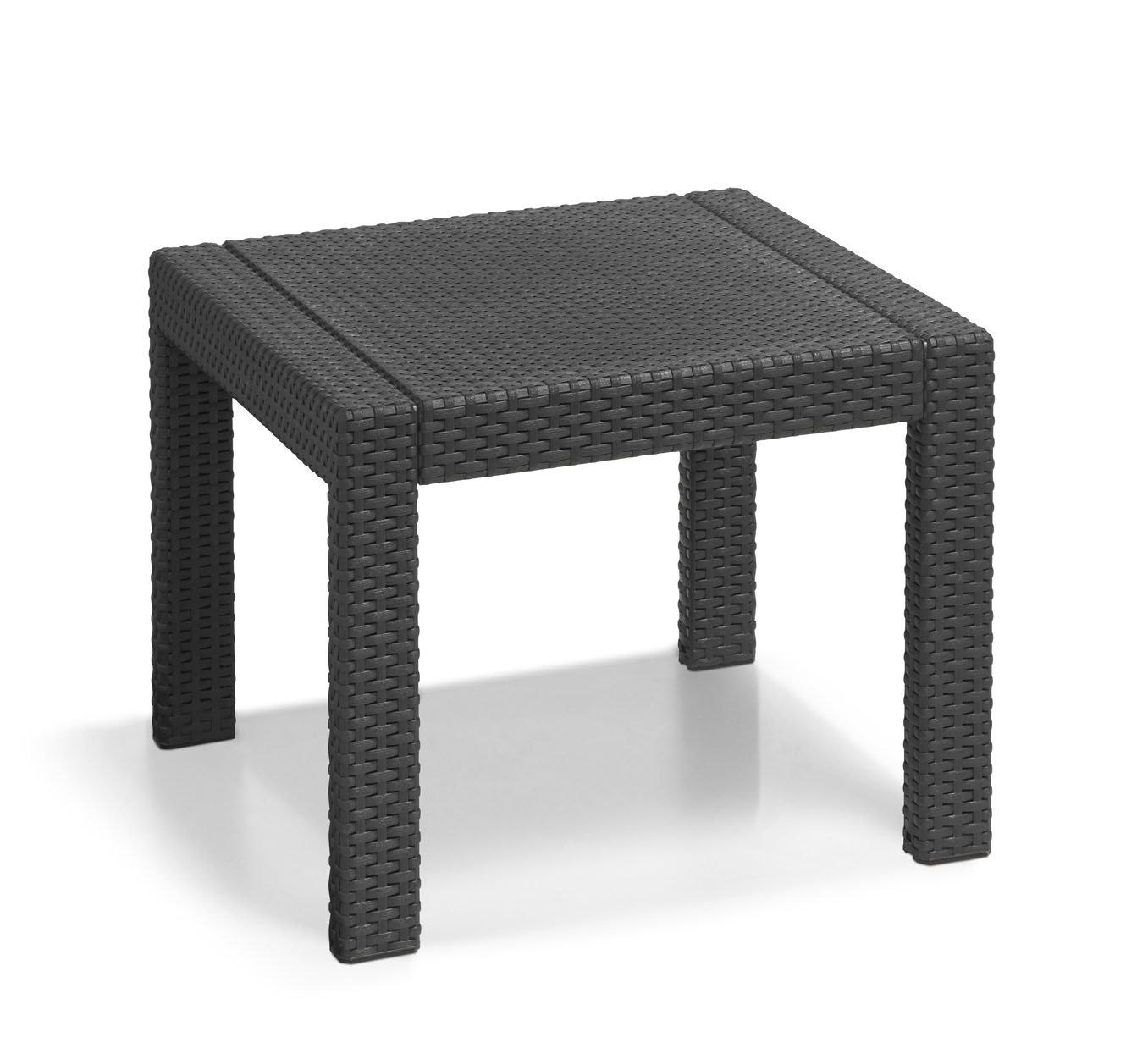 Allibert Victoria Plastic Table, Graphite/Cool Grey, 59 x 59 x 43 cm, Wood-Effect Durable Plastic Garden Dining Table