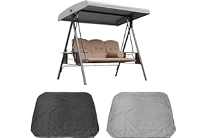 belupai Patio Swing Chair Canopy Replacement, 75 x 47 in Replacement Waterproof Swing Top Cover Silver Coated Oxford Swing Chair Top Cover for Garden Patio Yard Park Porch Seat Furniture(Black)
