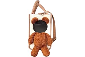 Mcuvaec Pups Travel Tote Bag Cute Puppy Carrier for Small Large Cat Dog with Zip Pockets Wide Strap Soft Purse Pets and Dog Carriers for Hiking Traveling Outdoor Max 15 lbs (Small, Brown)