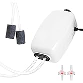 AQUANEAT Aquarium Air Pump for 20-210 Gallon Tank, Fish Air Bubbler, Hydroponic Oxygen Aerator with Stones, Airline Tubing, Check Valves