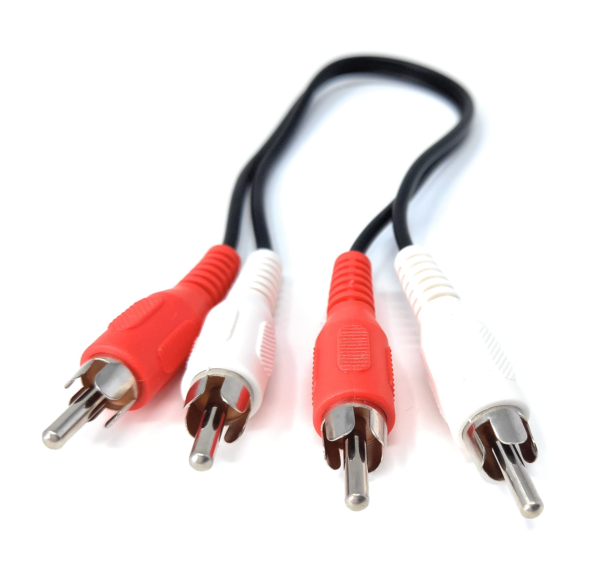 DRUT 0.25m, RCA to RCA Phono Twin Jack to Jack Stereo Audio Cable Lead Cord Compatible With CD/DVD/Amplifier/Hifi/DJ Mixer/Turntable (0.8ft, Black Nickel Connectors)