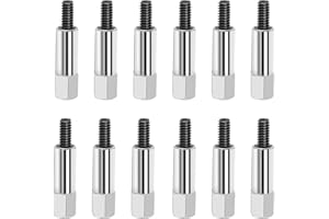 DUEILGO 12Pcs Valve Cover Bolt Set, Chrome Hex Head Stud Kit Compatible with SB 260 289 302 351W Engine