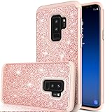 Samsung Galaxy S9 Plus Glitter Case for Girls Women (Not Fit S9),LeYi Bling Sparkly Cute [PC Silicone Leather] Dual Layer Heavy Duty Protective Phone Case for Galaxy S9 Plus/S9 + TP Rose Gold