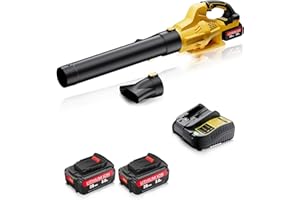 NYVEYOO Leaf Blower Cordless Compatible with Dewalt 20V Max Battery, 500CFM & 6 Speed Modes, Electric Cordless Leaf Blower with 2 x 3.0Ah Battery and Charger, Blowers for Lawn Care, Blowing Leaves, Dust, Snow