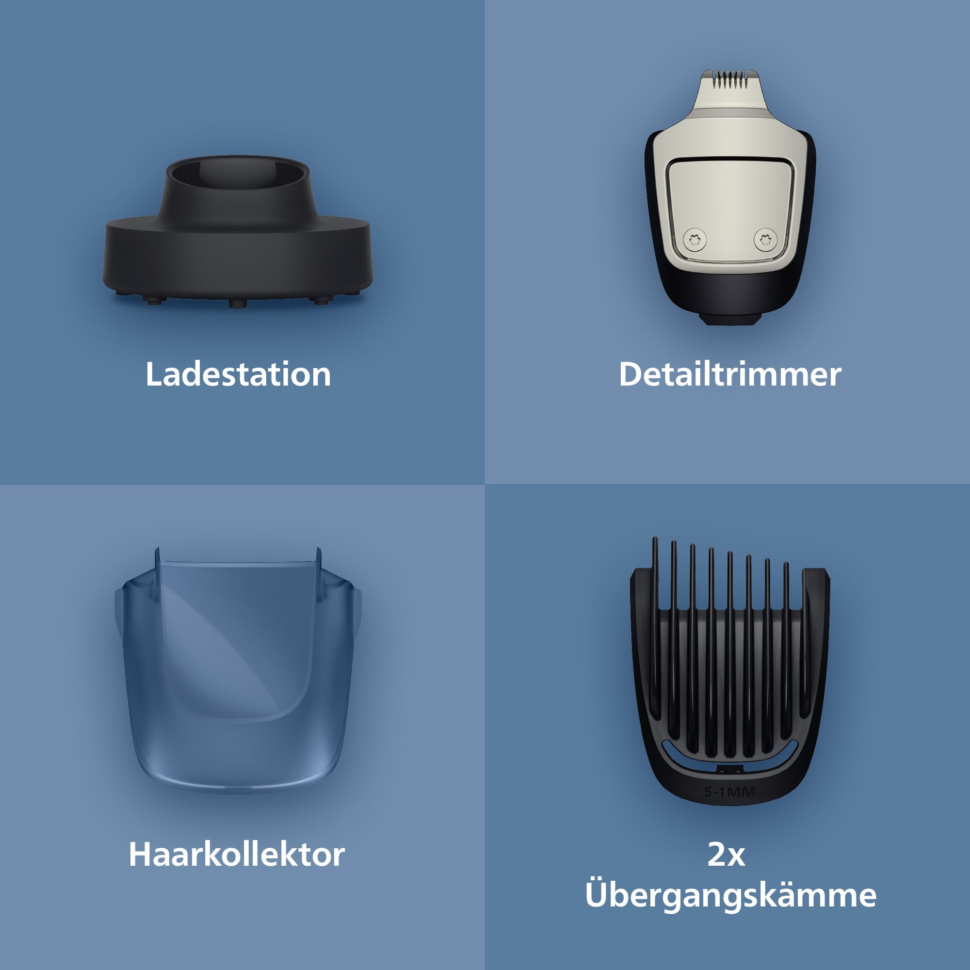 Philips Bartschneider 7000er-Serie – selbstschärfende Metallklingen, 40 Längeneinstellungen, BeardSense-Technologie, Haarkollektor, 100% wasserdicht, Ladestation, Aufbewahrungsetui, Modell BT7660/15 4