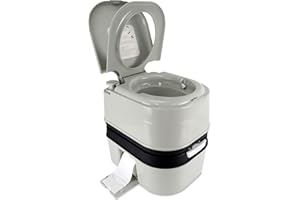 OPL5 Portable Toilet Camping, 6.4 Gallon 24L Piston Pump Flushable Travel Toilet with Level Indicator Anti-Leak Handle Water 