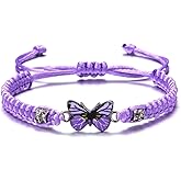 COLORFUL BLING Handwoven Butterfly Charm Bracelet for Women Adjustable Cute Animals Braided Strand String Friendship Bracelet Friendship Couple Jewelry