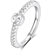 INFUSEU S Initial Rings for Women Teen Sterling Silver 925 Letter Jewelry Stacking Alphabet Monogram Toe Stackable Stacks Adjustable Size 7 6 8 Girlfriend Birthday