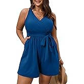 SCOMCHIC Women Plus Size Swim Romper One Piece Swimsuit Modest Swimwear Swim Suits Bathing Suit with Pockets