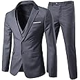Cloudstyle Men's 3-Piece 2 Buttons Slim Fit Solid Color Jacket Smart Wedding Formal Suit