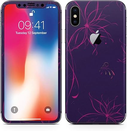 Amazon Iphonex アイフォン X 全面スキンシール フル 背面 側面 正面 液晶 ステッカー スマホカバー ケース 保護シール スマホ スマートフォン 木目 花 イラスト 紫 スキンシール 通販