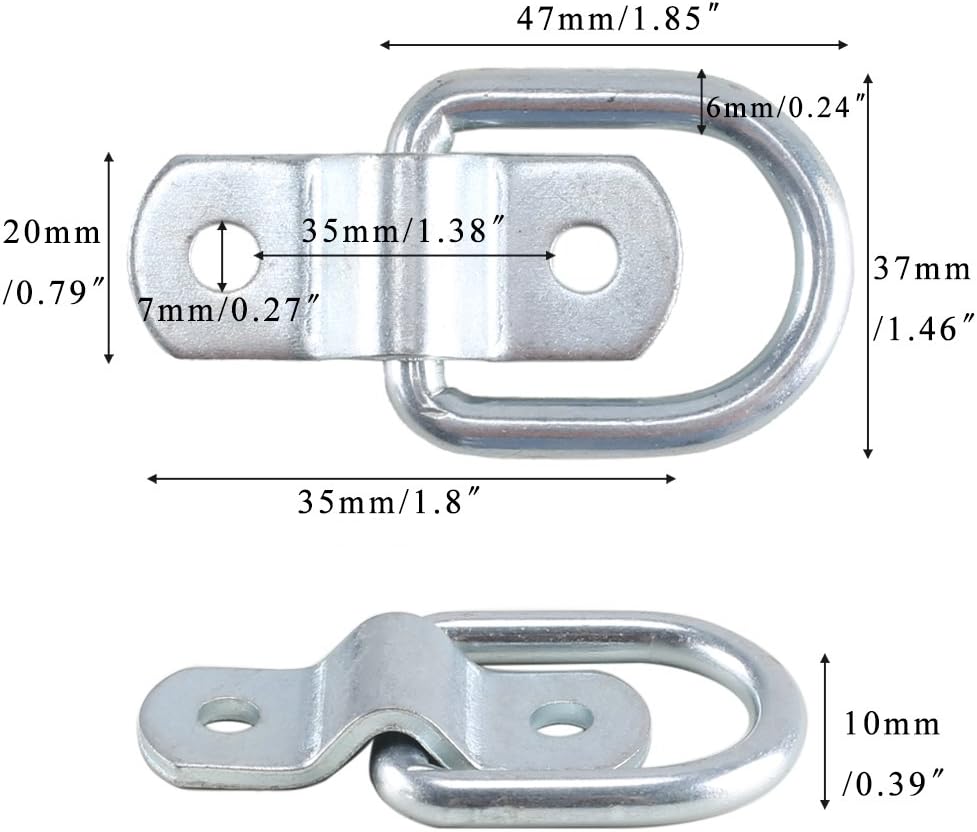 Tie Down Rings ManYee 6 Pack Stainless Steel D Ring Tie Downs Anchors Lashing Rings with Bolton