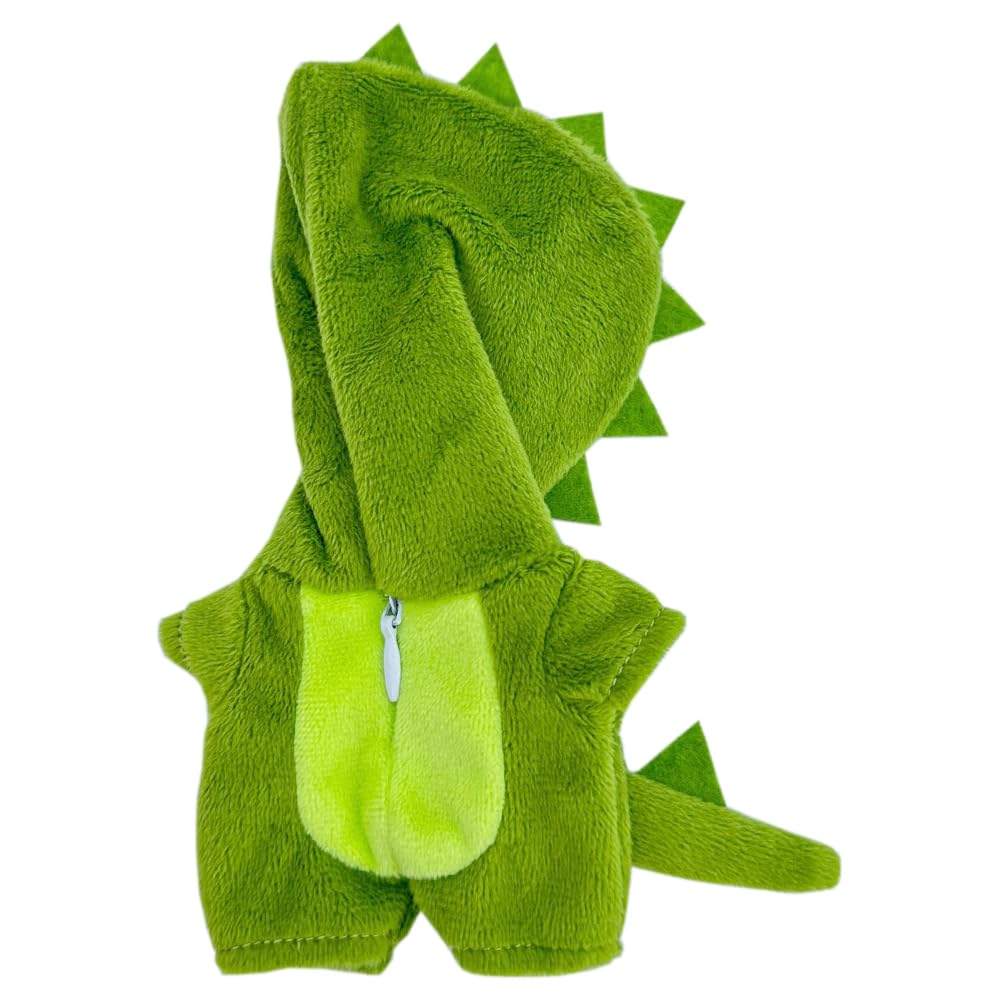 niannyyhouse 10cm Plush Doll Clothes Dinosaur Shark Onesies Loose Bodysuit Soft Stuffed Plush Toy Dress Up Accessories (Light Green)