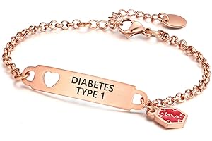Divoti Pre-Engraved Simple Rolo Chain Medical Alert id Bracelet for Women