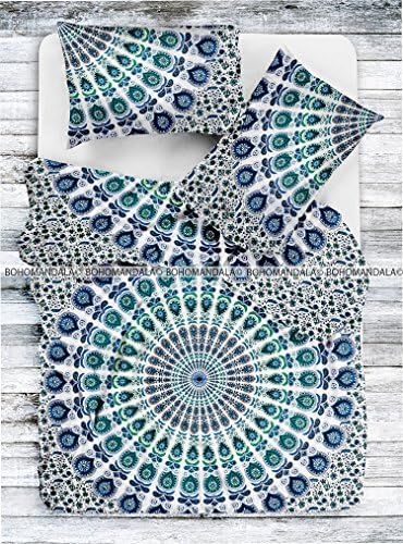 Peacock Mandala Tapestry Printed Tapestries Design Duvet Cover 3 Piece Set By Bohomandala