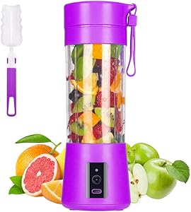 Portable Blender, MIAOKE Smoothie Blender, Personal Mini Juice Blender with Six Blades in 3D, USB Rchargeable Juicer Cup Home/Office/Outdoors, Dark purple