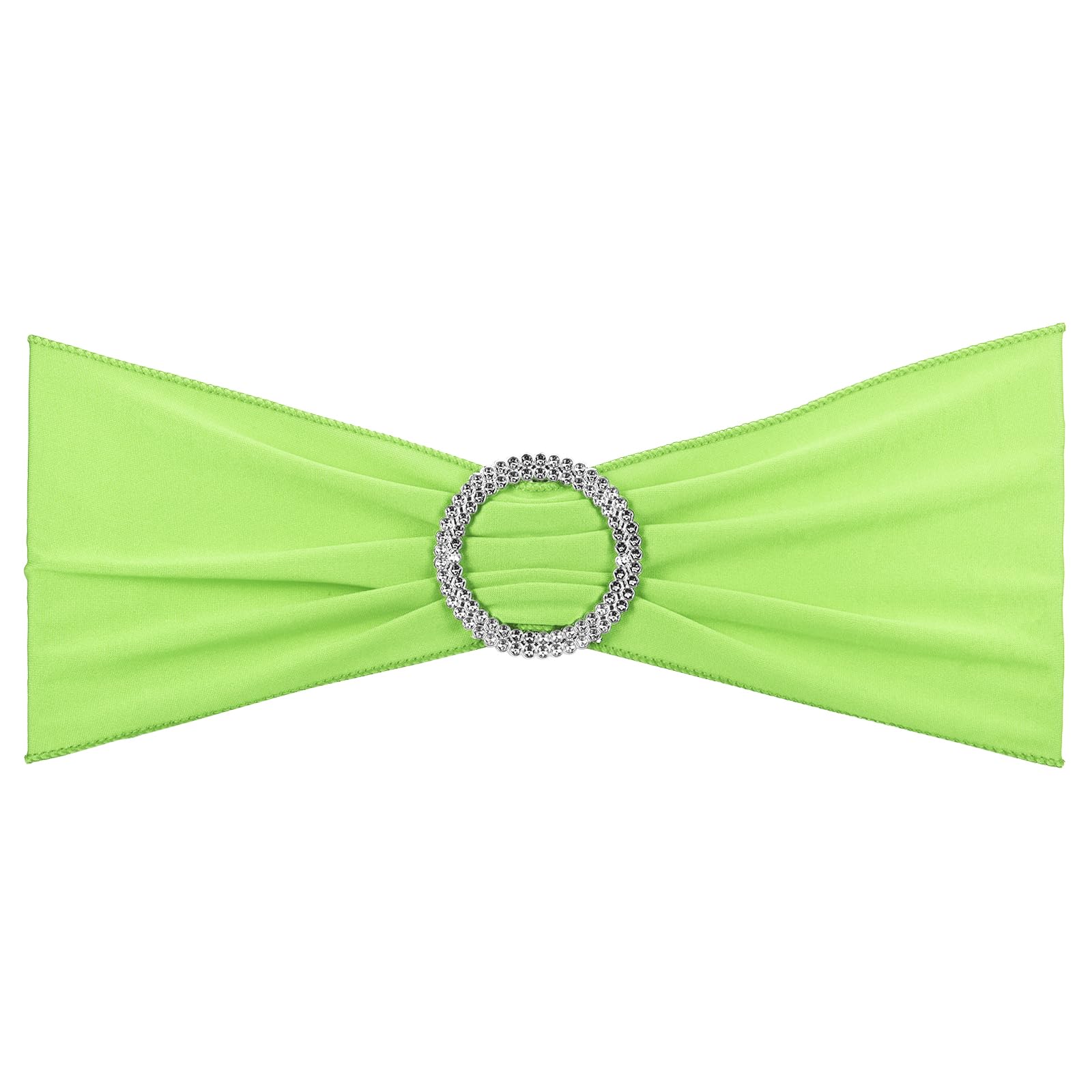 PATIKIL 13" x 5" Stretch Chair Sashes Bows, 25 Pack Elastic Chair Bands Sashes with Buckle Slider for Wedding Banquet Decorations, Light Green