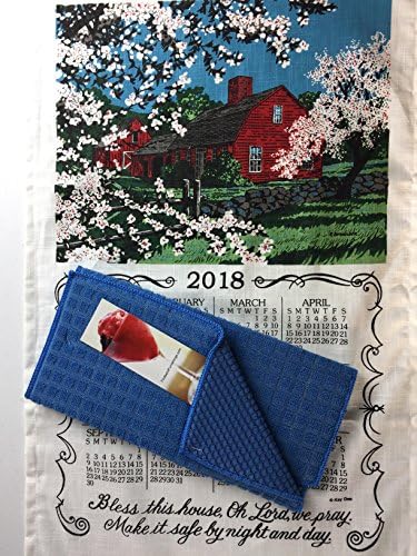 2018 Bless This House Calendar Towel & Kitchen Drying Mat Bundle Kitchen Linen Calendar Towel and Kitchen Dish Drying Mat 3 Piece Bundle