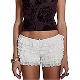 Women Y2k Lolita Ruffle Shorts Cute Lace Layered Bloomers Low Rise Sexy Coquette Boy Shorts