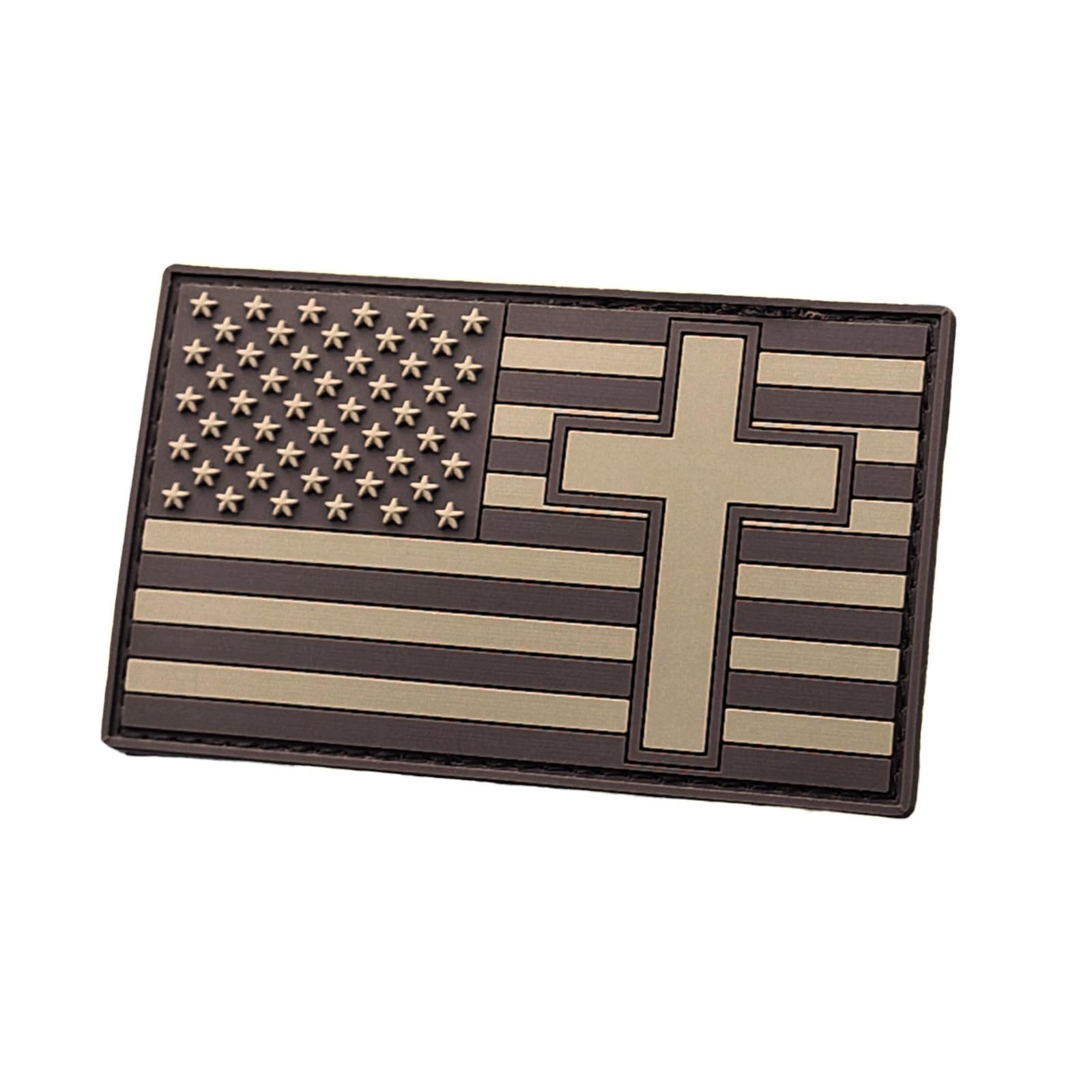 Crucifix Jesus Christ Tan Coyote Brown Patch America Flag Christian Morale PVC