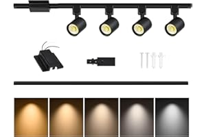 Zanixor 5 Color 4-Light LED Track Lighting Kit with 3.3FT H Track Lighting Rail,10W Dimmable Modern Black Track Lighting Fixt