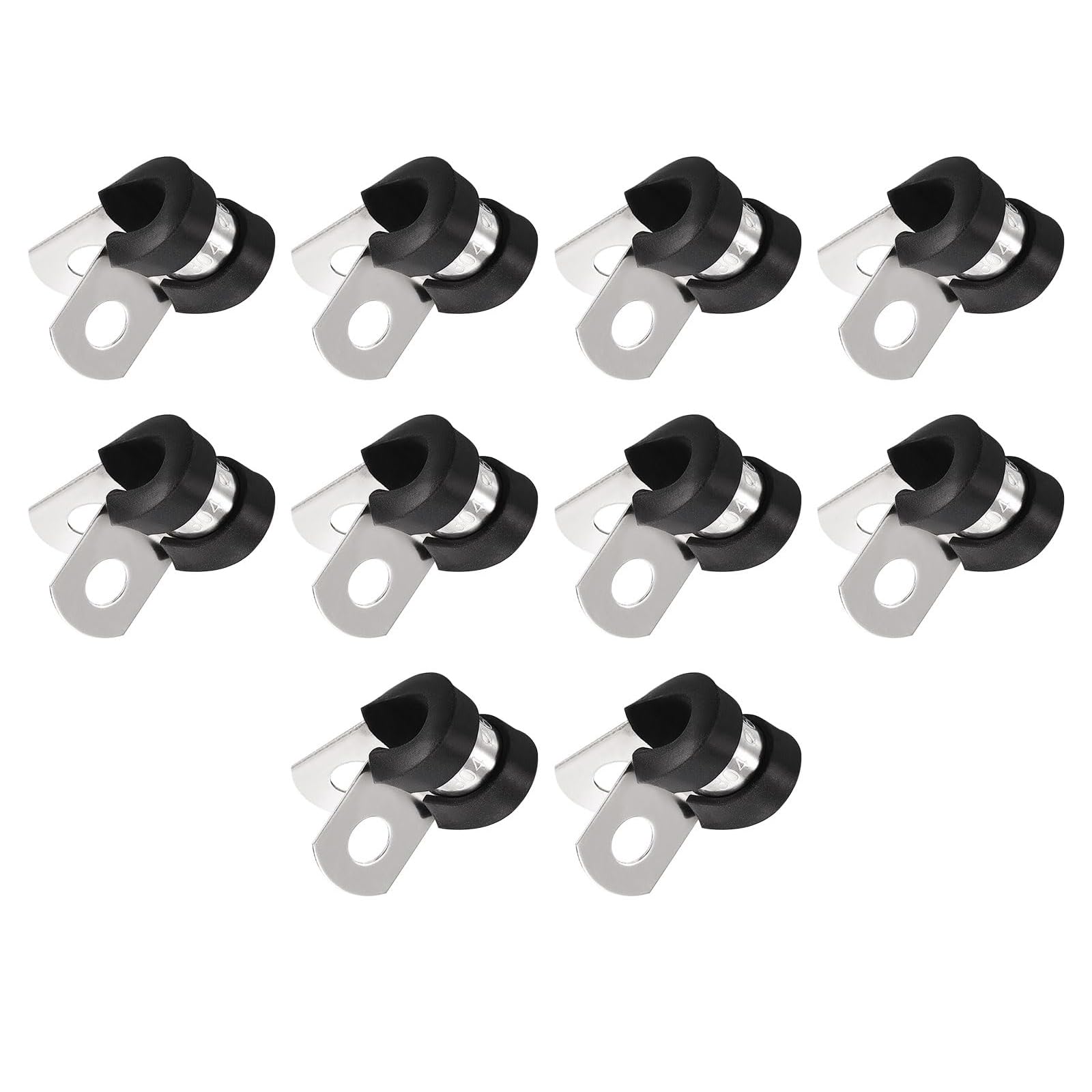 Unifizz 20Pcs 1/4 Inch(6mm) Cable Clamp, Rubber Cushioned Insulated Clamp 304 Stainless Steel R Shape Bracket Metal Hose Clamp Tube Holder for Pipe Wire Tube