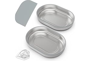 BAOFUM Stainless Steel Bowl for Automatic Microchip Cat Pet Feeder, Sealing Ring Design for Keeping Food Fresh and Reducing Odor, SUS 304, Easy to Clean, 2 Bowl & 1 Mat Set