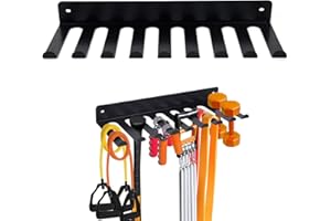 WIOJTRY Gym Equipment Storage Rack with 9 Hook Heavy-Duty Multi-Purpose Workout Gear Wall Hanger Storage Gym Rack Organizer Resistance Bands Storage Lifting Belts and Jump Ropes Hanger, Gym Rack Organizer