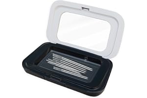 FJW Magnetic Needle Holder Case with Clear Acrylic Lid - Strong Sewing Pin Storage Case - Secure & Visible Needle Keeper for Sewing, Quilting, Crafts Small