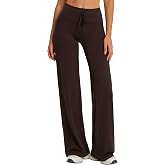 OMKAGI No Front Seam Wide Leg Pants for Women High Waisted Workout Leggings | No Scrunch Butt Straight Leg Leggings, Medium Compression Workout Leggings for Women with Tummy Control, Elastane Yoga Pants