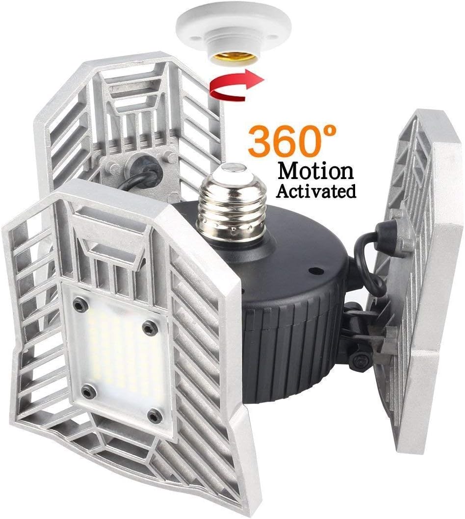 Motion Activated Ceiling Light 6000LM - Tanbaby Led Deformable Garage Light, High Intensity Mining Lamps, LED Ceiling Light, Radar Home Lighting for Garage, Warehouse,Workshop,Office,Basement (Radar)