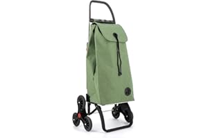ROLSER I-Max Tweed 6 Wheel Stair Climber Foldable Shopping Trolley - Green
