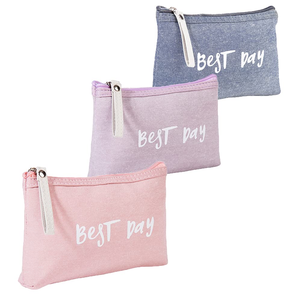 3 Pieces Small Makeup Bag, Mini Cosmetic Bag, Travel Makeup Pouch, 3 Colors, Waterproof, Portable, Cotton and Linen, for Cosmetics, Sanitary Napkins, Change, Cards, Keys, Stationery, Sundries