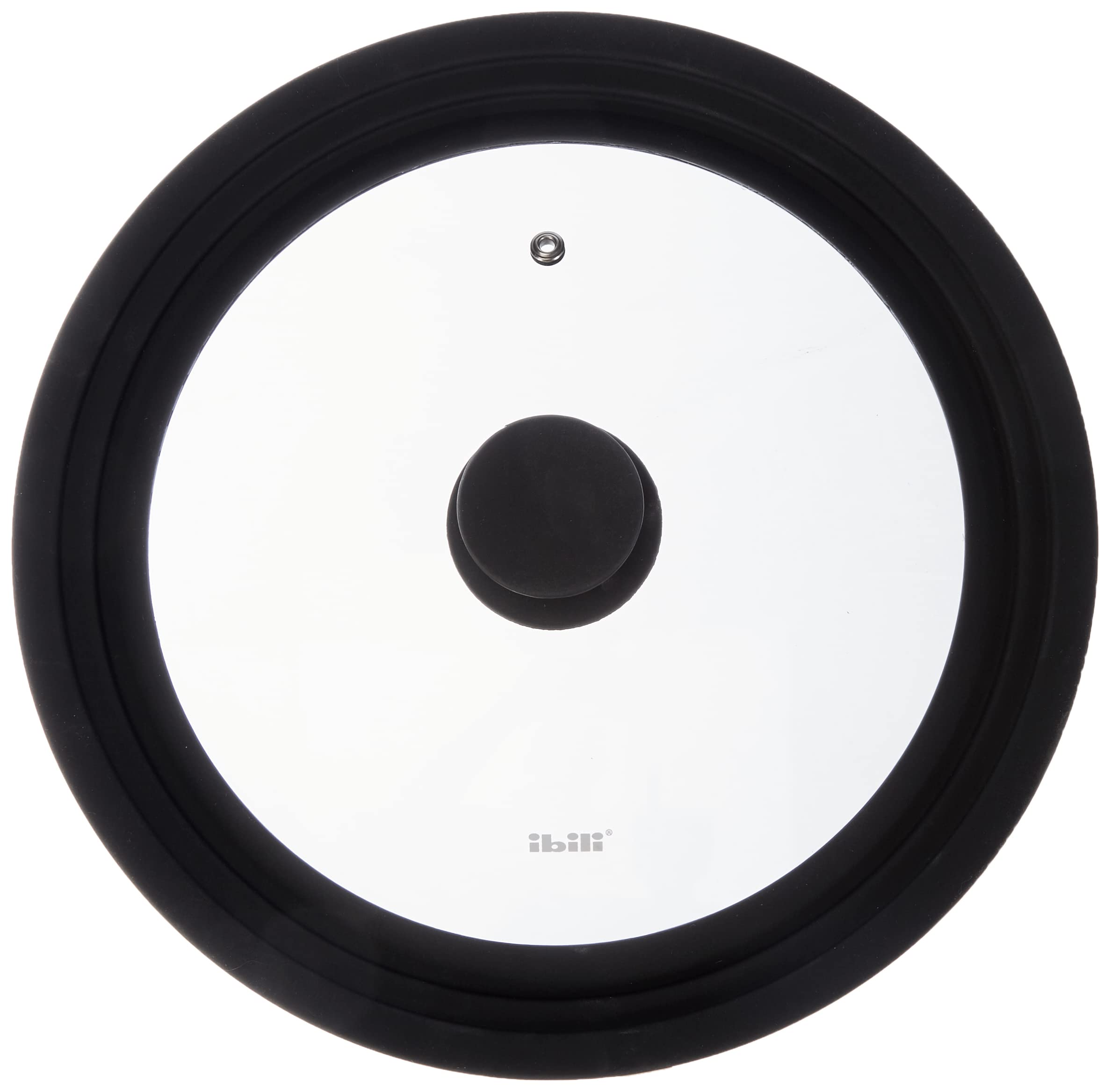 Ibili "Prisma Glass Cover with Silicone Edge, Transparent/Black, 24/26/28 cm