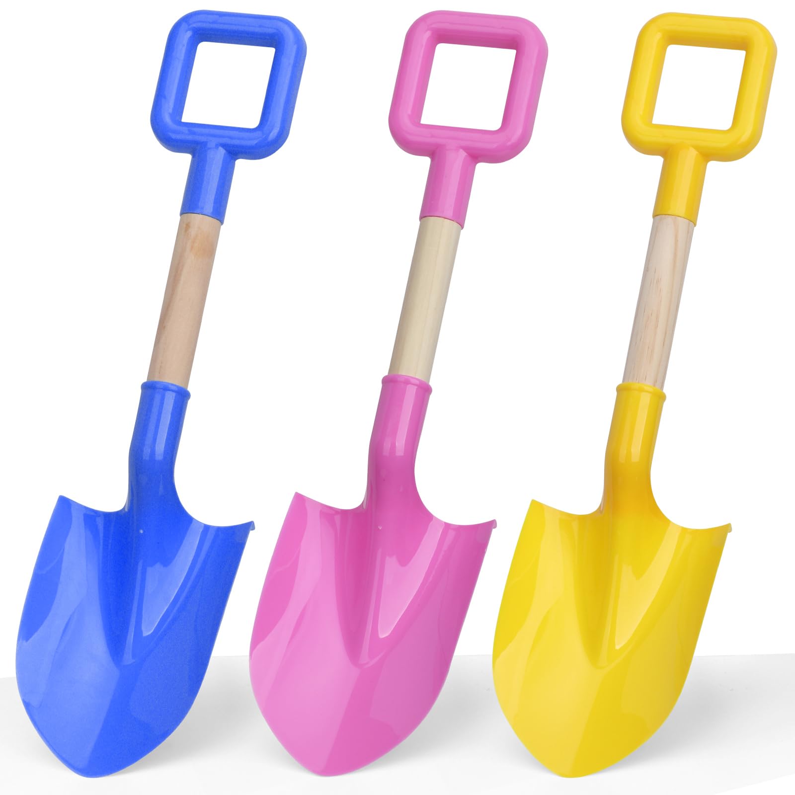 Beach Spades Sand Shovels Toys For Kids Adults, Safe Round Edge Beach Scoop Gardening Tools Kit Sandbox Wood ABS Gadget for Garden Sand Snow Backyard Summer 3 Pack 40 CM/ 16 Inch — image 1