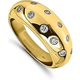 Hoops & Loops Sterling Silver Cubic Zirconia Dome Band Ring