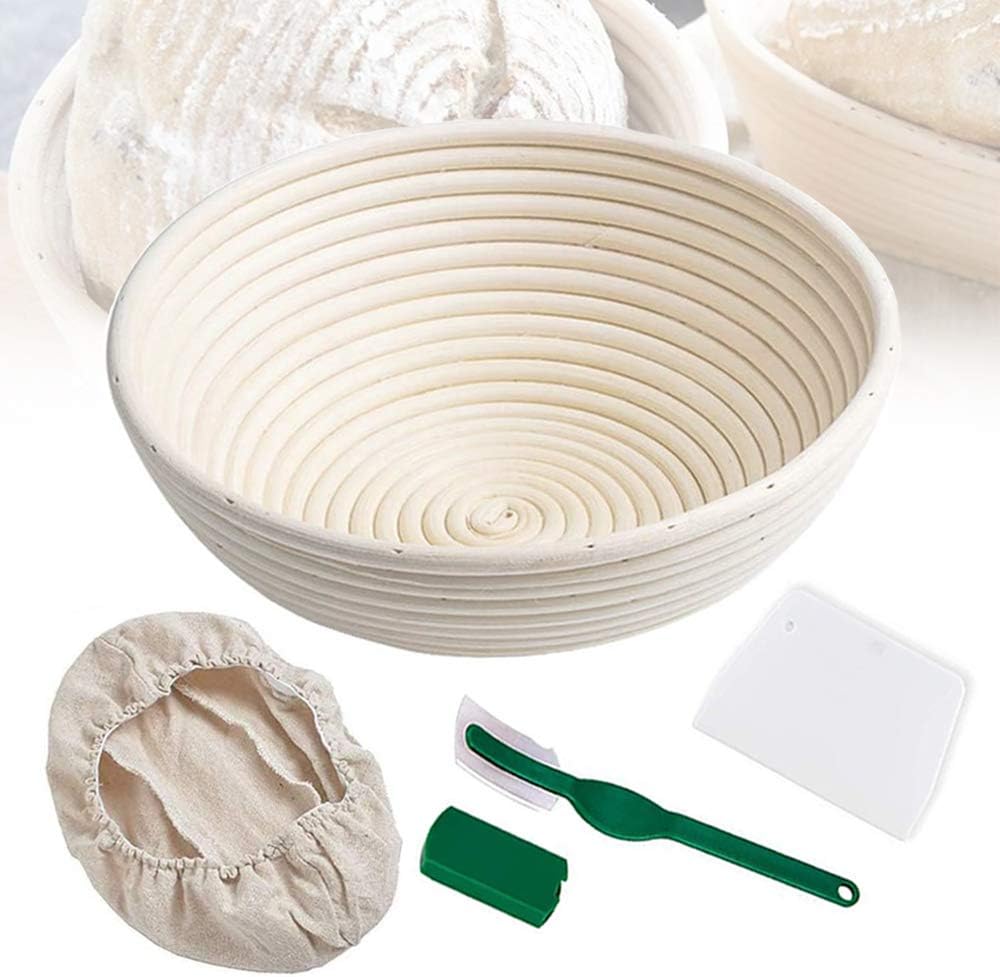 Bread Banneton Proofing Basket 10" Round Bread Proving Baskets Set Rising Dough Baking Bowl Gifts for Artisan Bread Making Starter Homemade (10" Round)