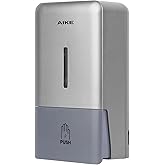 AIKE Wall Mount Liquid Soap Dispenser for Commercial Bathroom 27oz Large Capacity Manual Push Pump Silver