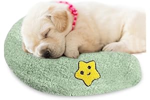 ucho Pet Calming Sleeping Pillow, U-Shaped Neck Pillow for Small Dogs, Cats, Puppies, Kittens, Old Joint Relief, Comfort Blanket (Green, Large)