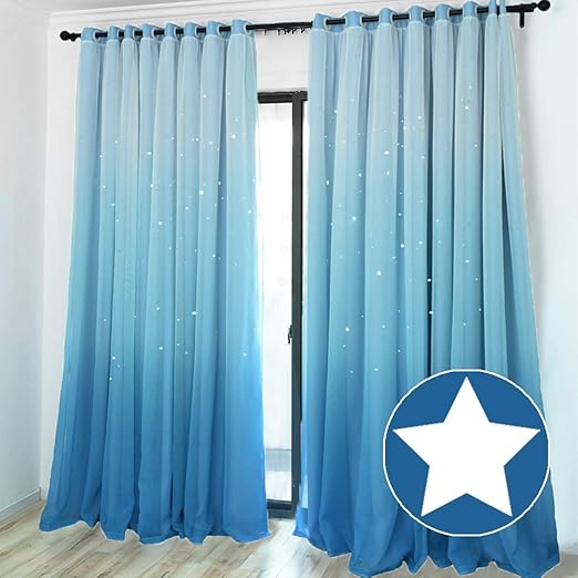 Amazon Com Artbeck Kids Star Blackout Curtains Gradient Sheer