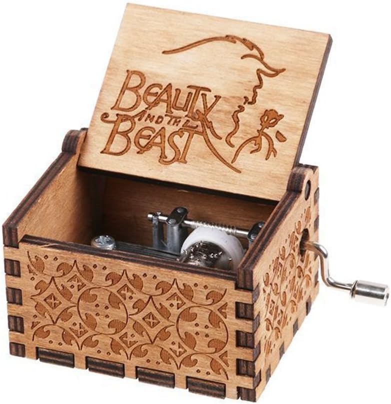 YIYO Mechanism Musical Box,Beauty And The. Engraved Wooden Music Box Decorative Box Best Xmas Gifts For Kid