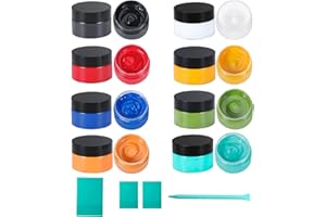 BOOLOOEN 8 Chalk Paste for Stencils and 4 Chalk Paste Spatulas, Chalk Paste Ink, Self-Adhesive Stencil Pigment Chalk Art Paste for Drawing on Wooden Boards and T-Shirts