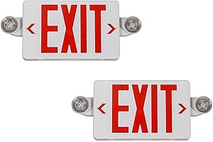 GZRUIYANG Exit Sign With Emergency Lights Red, LED Exit Light With Battery Backup, UL 924 Certified, AC 120/277V, Commercial Lights Combo for Business - 2 Pack