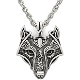 TURTLEDOVE Viking Wolf Head Necklace - Norse Fenrir Pendant of Nordic Scandinavian Amulet